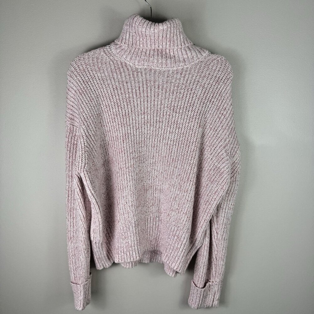 French Connection Pink Chunky Knit Turtleneck Sweater Cozy Oversized XS